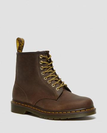 Men's Dr Martens 1460 Crazy Horse Leather Lace Up Boots Brown | AU 506QMA